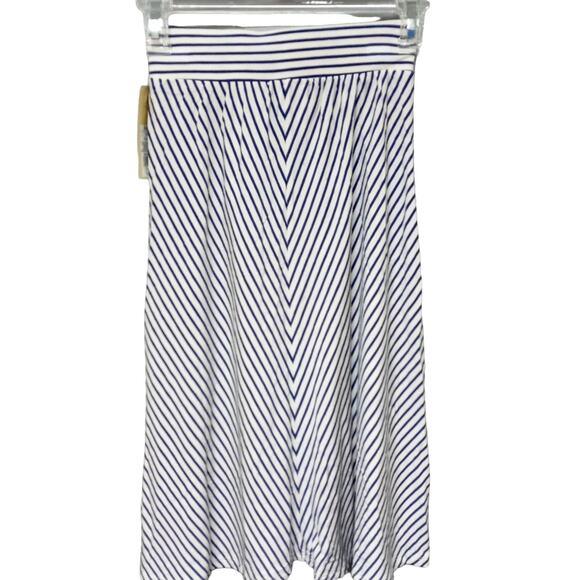 Girls Blue White Striped A-Line Midi Skirt Tween Preteen Small 6-6X Cherokee - Picture 1 of 13